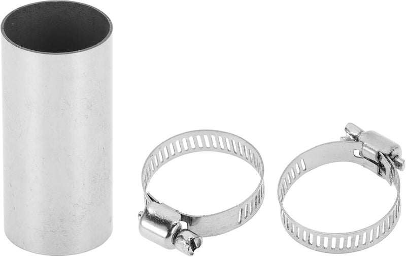 VekAuto 1 Set Heater Exhaust Pipe Connector 22mm ID 24mm OD Air Diesel Heater Exhaust Tube Connector Stainless Steel Silver Tone with Clamp - Image 1